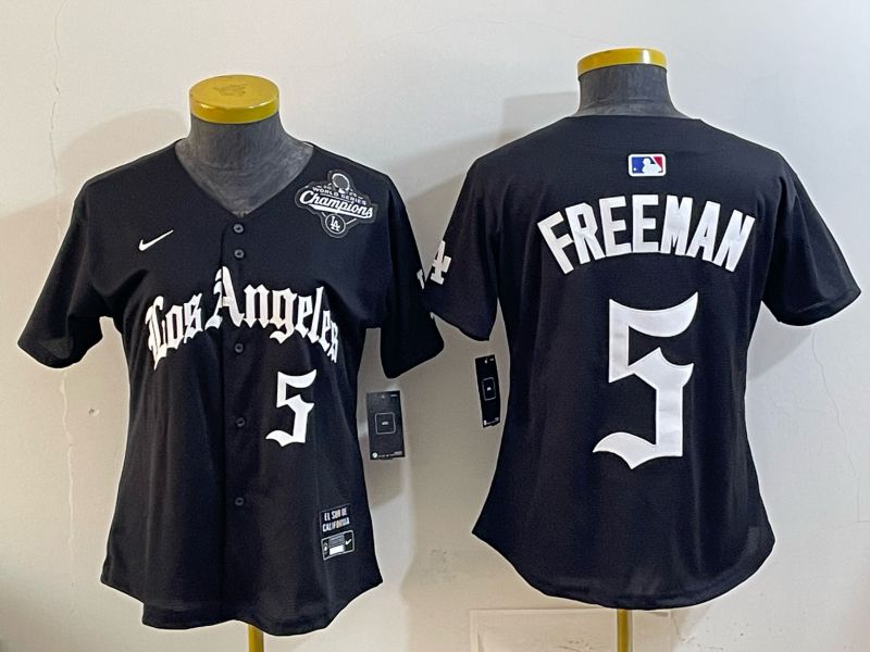Women Los Angeles Dodgers #5 Freeman Black 5th Jointly Name 2026 Nike MLB Jersey style 04
